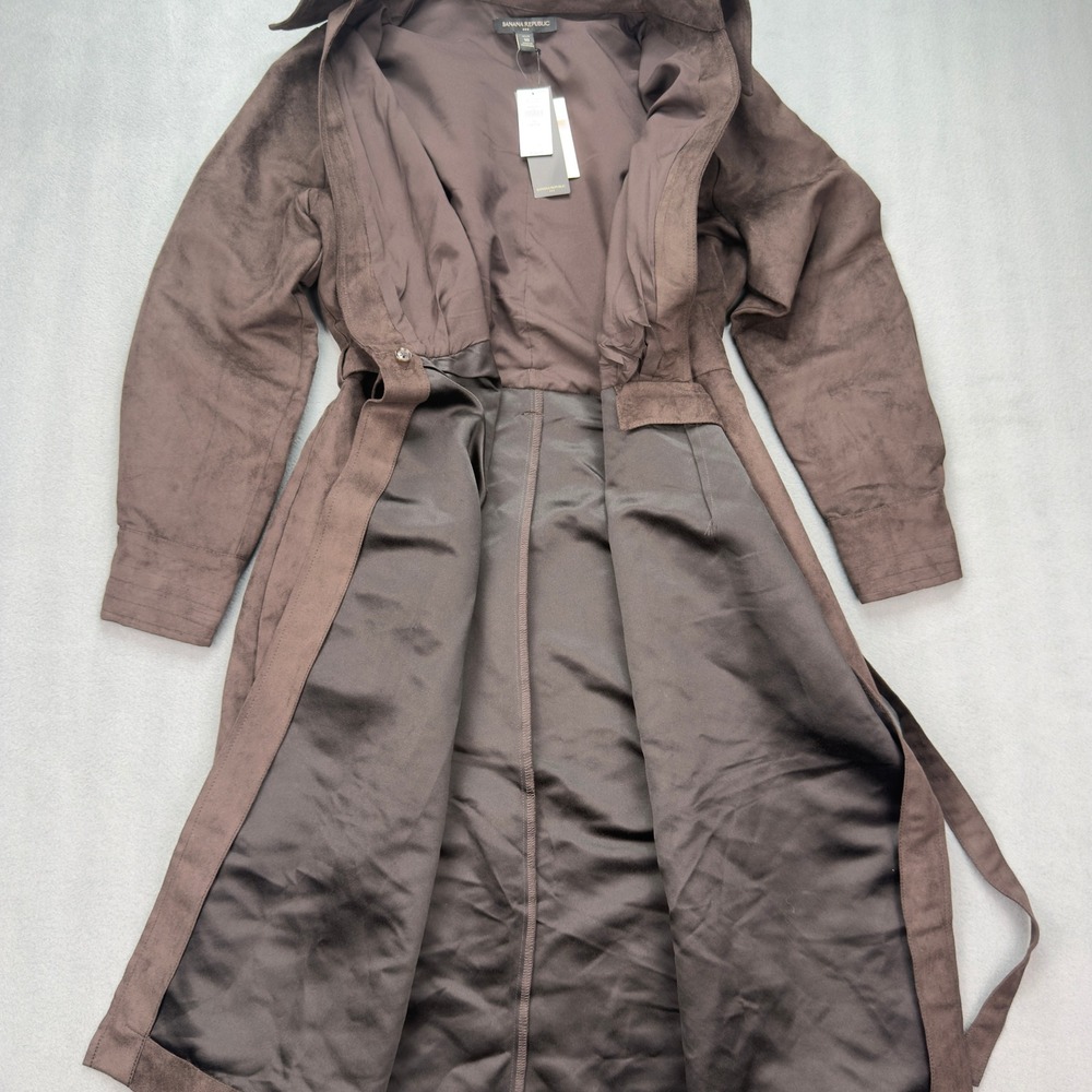 Banana Republic LS Vegan Suede Costa Coffee Dress 10 Petite Brown - Picture 12 of 14